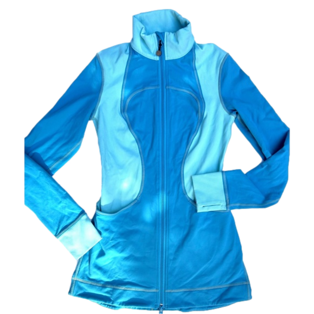 LULULEMON Zip Down Slit Back Blue Jacket Shirt Womens Size 4 Stretch
